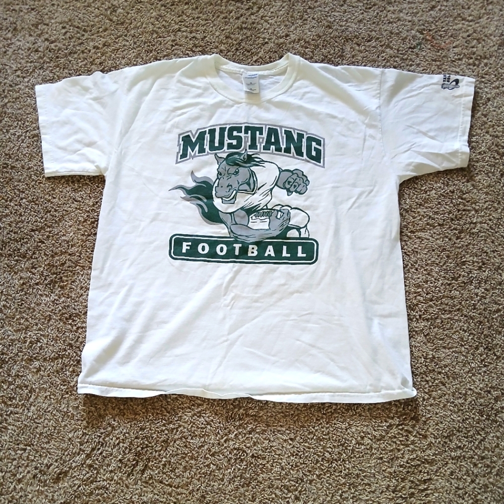Vintage White Mustang Football T-Shirt